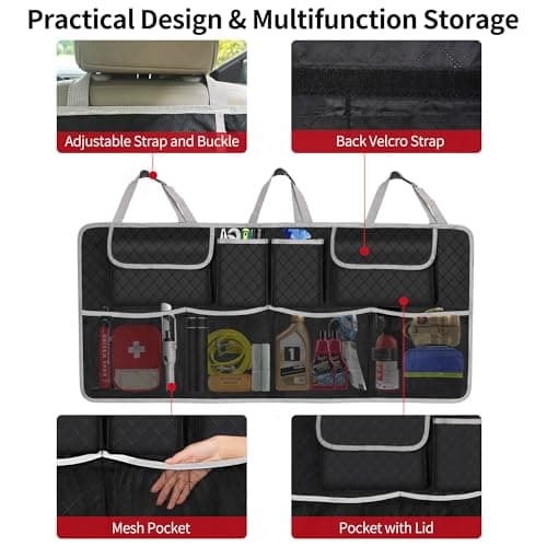 NEWFOM Car Trunk Organizer and Storage, Large Capacity Backseat Hanging Storage Accessories, Backseat Car Organizer for SUV/MPV/Truck (Gray) — view 3