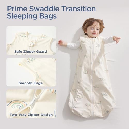 Duomiaomiao Baby Sleeping Bag 1.0 Tog Sleep Sack, Baby Sleeping Bag 100% Cotton All Years Round Baby Wearable Blanket Unisex Toddler Newborn Sleep Bag 0-6 Months, Rainbow — view 4