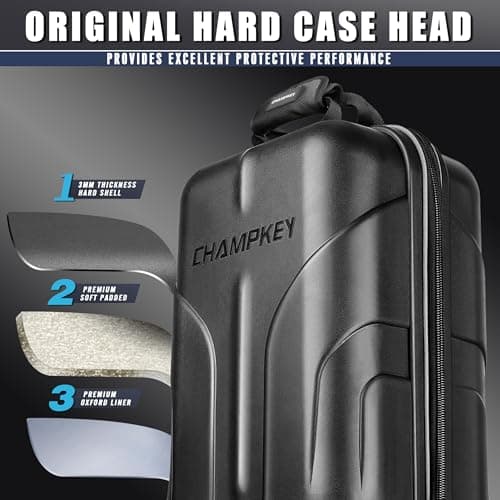 CHAMPKEY Golf Travel Bag Flight with Wheels | With Sturdy Plastic Hard Case Top | Premium Oxford Fabric Golf Bag - High Performance Bag Travel Case — view 3