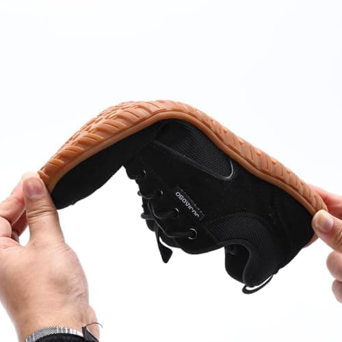 JUJIAOSO Unisex Wide Barefoot Shoes for Men Women Outdoor Trail Running Minimalist Walking Shoes Lightweight and Breathable(Black/Brown,UK 8.5) — view 2