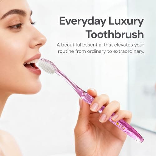 Nano-b Manual Toothbrush for Adults with Sensitive Gums, Silver Soft/Medium Bristles, Travel Case, Crystal — view 2