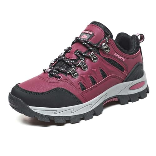 Men's Women's Lightweight Waterproof Anti-Slip Hiking Shoes Travel Camping Shoes Walking Shoes Four Seasons Red 6 UK