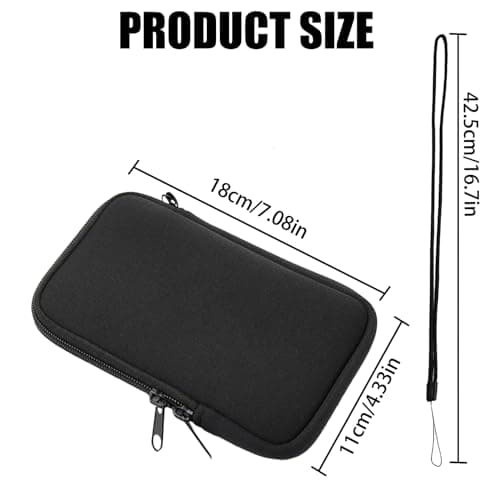 GIEEU Neoprene Phone Pouch,Mobile Phone Sleeve Case with Zipper,Mobile Bag with Neck Lanyards Straps,Universal Shock Phone Sock,Black — view 4