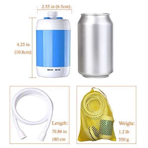 Laserbeak Camping Outdoor Shower Handheld Shower Electric Shower, Water Regulation, 4800 mAh Rechargeable Battery, Shut-off Flow Control and Valve (Blue) — view 4