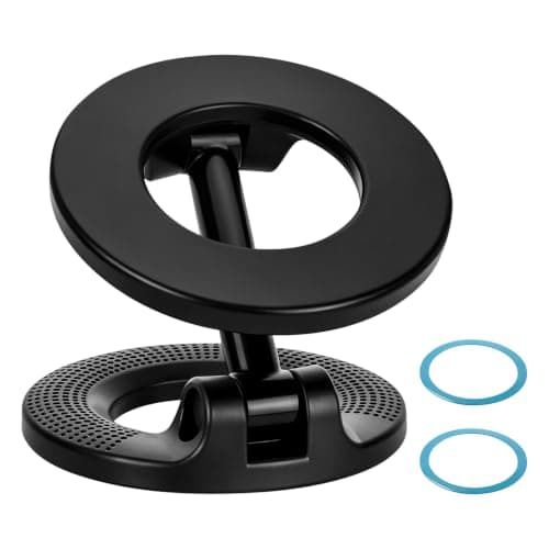 PYserne Magnetic Phone Holder with 2 Metal Rings, Double-Head Car Phone Holder 360° Adjustable Car Mount Foldable for Your Car Gym Mirror Flat Ultra-Stable Grip for All Smartphones