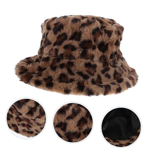 Abaodam Plush Warm Bucket Hat for Women, Leopard Print Fisherman Cap, Medium Size 56-58cm, Autumn Winter Travel Accessory Brown — view 5
