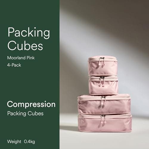 ANTLER - Compression Packing Cubes, Set of 4 Essential Packing Cubes for Suitcases and Backpacks - Holiday, Travel & Accessories Organiser, Easy Clothes and Shoe Storage - Moorland Pink — view 2