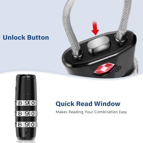 Blendura TSA Luggage Lock 2 Pack, 3 Digit Combination, Black — view 3