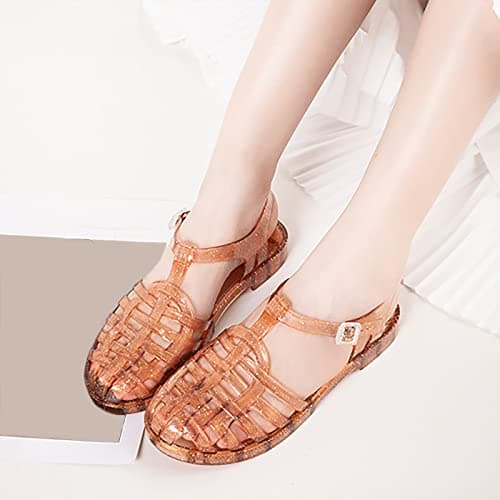 Womens Casual Slip On Summer Holiday Beach Jelly Sandals Clear Glitter Jelly Sandal For Woman Fashion Waterproof Flat Sandals Shoes Outdoor Sport Shoes For Walking, Travelling, Poolside — view 2