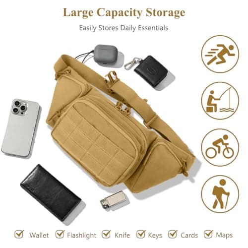 Adiwo Bumbag Waist Bag, Tactical Waist Bag with Multi-Pockets — view 6