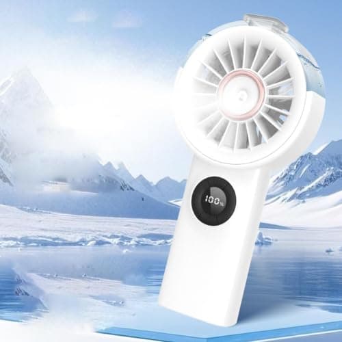 Portable Fan, ABS Quiet Handheld Cooling with Digital Screen | USB Rechargeable, 100 Speed Settings, Water Mist | Personal Fan for Office Desk Bedroom School Travel, Summer es-sential — view 2