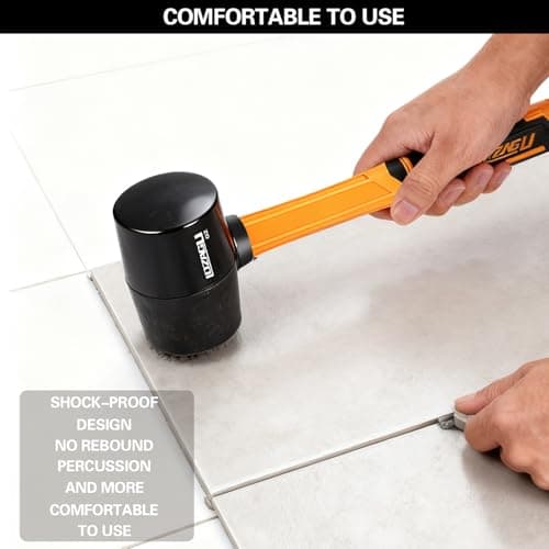 LOZAGU 24oz/650g Rubber Mallet Hammer, Fiberglass Handle, Rubber Mallet for Flooring, Tent Stakes, Woodworking, Camping, Soft Blow Tasks Without Damage — view 5