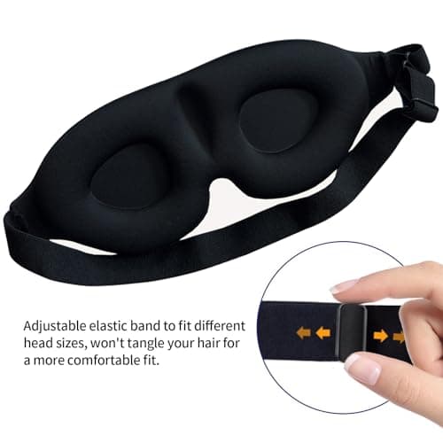 Sleep Mask for Women & Men, 100% Blackout Eye Mask with 2 Pairs Ear Plugs, Zero Pressure 3D Contoured Blindfold for Side Sleepers, Adjustable & Breathable for Travel, Nap, Deep Sleep — view 3