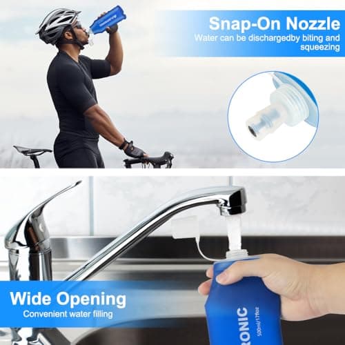 flintronic TPU Soft Flask, 500ML Collapsible Water Bottle, Lightweight Soft Water Bottle for Unisex Hydration, BPA-Free, Leakproof Foldable Water Bottle for Running, Cycling, Climbing — view 5