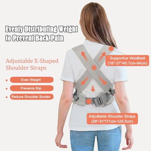 IULONEE Baby Carrier Newborn to Toddler Ergonomic Infant Carrier Wrap Grey — view 4
