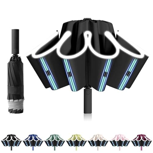 FANSEZQ Stormproof Inverted Umbrella - Automatic Open Close, 40 Ribs Heavy Duty Compact Folding Umbrella, ø 105 Cm Uv Protection Rain Umbrella For Men And Women (Black)