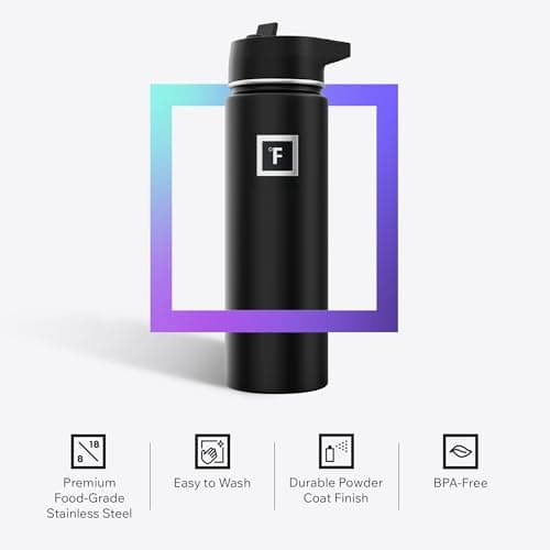 Insulated Water Bottle with Straw - 650/950/1200/1800 ml - Leakproof Double-Walled Stainless Steel Metal Drink Flask BPA-Free - Sports Travel Gym Camping Hiking Kids — view 5