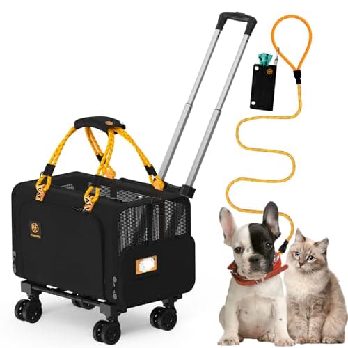 PAWZIDEA Expandable Rolling Cat Carrier with Wheels, Soft-Sided Pet Carrier