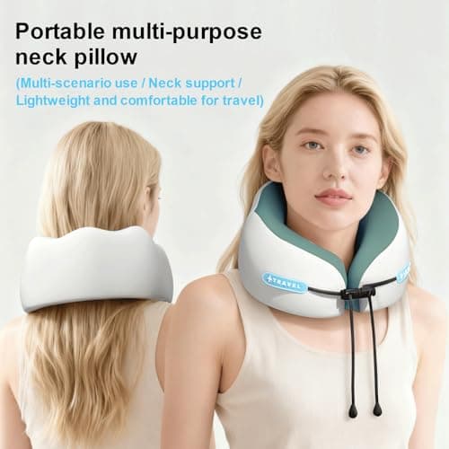 Vbvbip Pine Green Memory Foam Travel Neck Pillow - Ergonomic Support for Airplanes, Long Flights & Car Rides | Premium Comfort with Washable Cover & Portable Storage Box — view 3