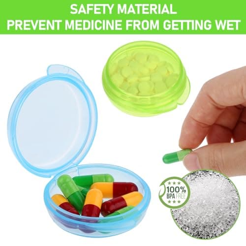 ElevateTech Small Pill Box, 3 Pack Daily Pill Case Mini Pill Organizer Travel Pill Container Medicines Storage Box(Blue, Green, Orange) — view 5