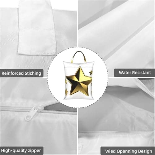 Gold Star Travel Laundry Bag With Handle, 2pcs Large Waterproof Dirty Clothes Bags With Zipper, Foldable Swimsuit Workout Bag Washable Wet Clothes Storage Organizer For Dorm — view 5