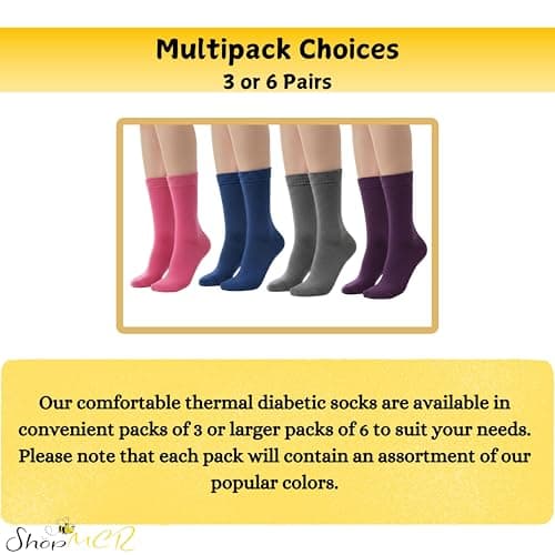 ShopMCR Multipack Thermal Diabetic Socks Extra Thick Warm Black Heated Boot Socks-Ultimate Cold Weather Protection Insulated Socks UK 4-6 (AST, 6PK) — view 2