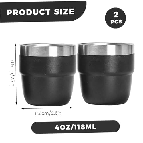 AZIDWERYQ 2PCS Stackable Cups 4oz Vacuum Insulated Stainless Steel Espresso Cups Easy to Clean Espresso Mugs for Car Home Camping Travel Stackable — view 3
