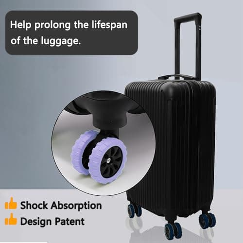 AmiCera Suitcase Wheel Protectors, 8 Pcs Off Road Luggage Wheel Covers, Luggage Accessories, Silicon Meterial Noise Reduction Anti Scratch, Suitcase Wheel Covers, Lavender Purple — view 6