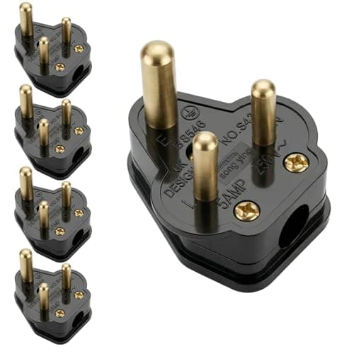 5 Amp Basic Plugs Rewireable Round Pin Plug Compliant, 5 Pack
