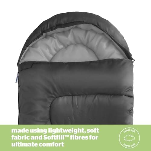 Silentnight Sleeping Bag for Adults - 3 Season Lightweight Soft Thick Cosy Warm Mummy Sleeping Bag for Spring Summer Camping Hiking Outdoor Travel for Warm and Cold Weather - Black — view 3