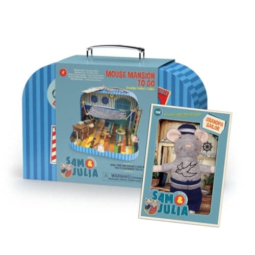 Mouse Mansion To Go – Sailor's Cabin DIY Dollhouse in a Suitcase & Grandpa Sailor 12 CM Plush Mouse | Wooden Furniture, Handmade hammock and metal mini bucket and binoculars | Craft Kit — view 2