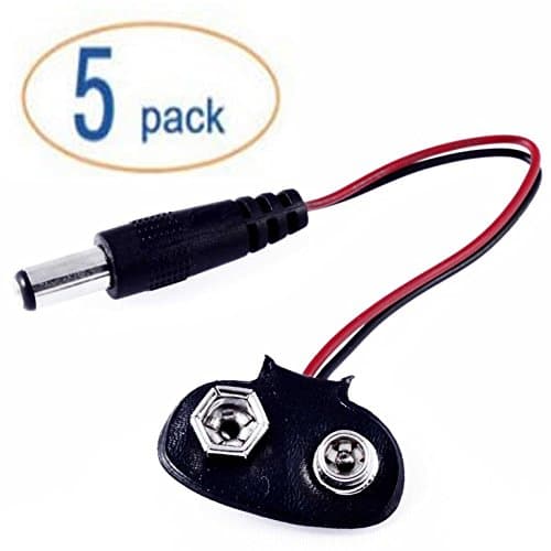 5pack 9v Battery Clip with 2.1mm X 5.5mm Male DC Plug for Arduino by Corpco — view 5