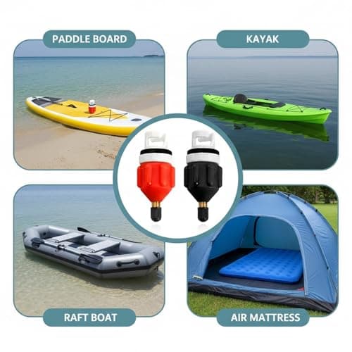 Hopzab 2PCS Copper & Reinforced Nylon SUP Pump Adapters, 7.9x3.4cm Universal Air Valve Connectors for Inflatable Boats and Paddle Boards (Orange,Black) — view 4