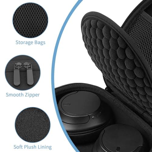 YINKE Case for Sony WH-CH720N / Sony WH-CH 710N / WH-CH 700N Noise Headphone, Travel Protective Cover Storage Bag (Black) — view 3