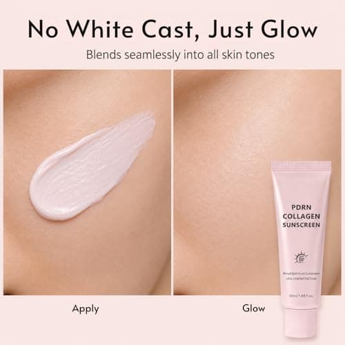 PDRN Collagen Face Sunscreen for Women, Sunscreen for Face, SPF Moisturizer Face, SPF 50 PA+++ Cream with Niacinamide, Squalane & Hydrolysed Collagen, for All Skin Types, Hydrating Daily Glow, 50ml — view 4