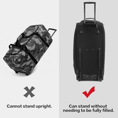 TONRUYN 85L Travel Duffle Bag with Wheels and Telescopic Handle Large Wheeled Holdall for Travel Rolling Duffel Bags 29'' Soft Trolley Luggage with Shoe Compartment & Wet Pocket, Black — view 3