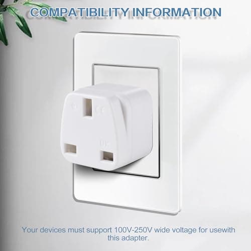 3-Pack UK to BRAZIL Plug Adapters Brazil Power Converter Grounded Universal Travel Adapter 3 Pin Brazil International Type N Plug (White) — view 4