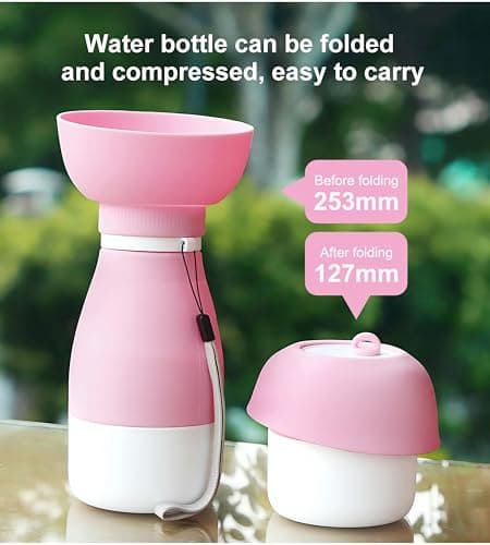 Shiergongli 2-in-1 Foldable Dog Water Bottle & Food Container – 600ml Portable Pet Dispenser with Bowl & Leakproof Valve, BPA-Free Travel Feeder for Puppy, Cat, Small Pets (grey, 600ml+260ml) — view 5
