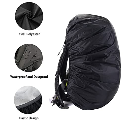 HYCOPROT Waterproof Backpack Rain Cover with Reflective, High Visibility Foldable Ultralight Dust and Rain Cover Rucksack for Hiking Camping Touring Cycling (Yellow, S) — view 3