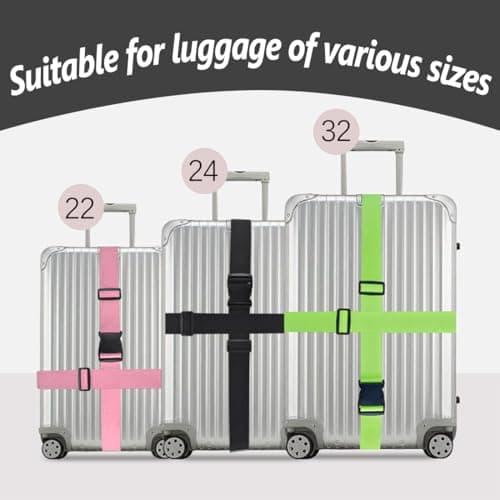 Luggage Straps - Suitcase Straps, Adjustable Luggage Belt, Thickened Packing Belts, Baggage Security Straps, Travelling Luggage Accessories for Handbag, Luggage, Suitcase, Carts (Black, 2PCS) — view 4