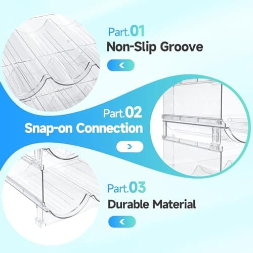 KAHEIGN 2Pcs Water Bottle Organizers, 39CM x 21CM Clear Stackable Tumbler Storage Rack Plastic Water Bottle Holder for Fridge Kitchen Cabinet Pantry Wine Bottles Mug Cup Drink (Hold 8 Bottles) — view 2