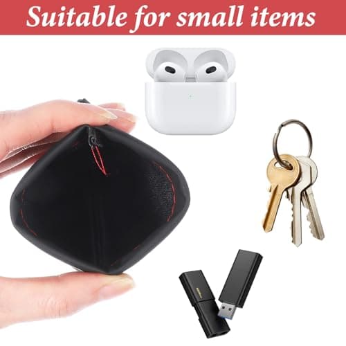 4pcs Earphones Case Pouch Headphone Bag Pu Leather Earphone Black Snap Closure Pouch Small Pouches for Purse Headphones Storage Organizer Soft for Usb Keys Coins Jewellery Accessories — view 4