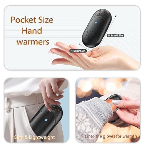COTOP Hand Warmers Rechargeable 2 Pack, 6000mAh Electric Portable Handwarmers for Glove Pocket, 3 Levels Heat, up to 24hrs Reusable Pocket Heater for Walking, Running, Camping,Tech Gift for Men Women — view 4