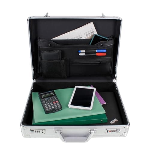 AR BRAND EST. 2021 Aluminium Briefcase Business Office Travel Work Laptop Attaché Bag (Silver)