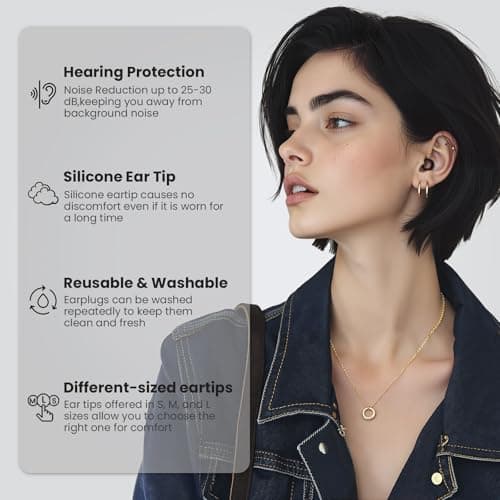 JUSTRVN Ear Plugs for Sleeping,2 Pairs of Stylish Reusable Noise Reduction Earplugs with 8 Pairs Tips & case,Hearing Protection Earplugs for Concert,Travel,Work,Live Events - 25dB-30dB — view 3
