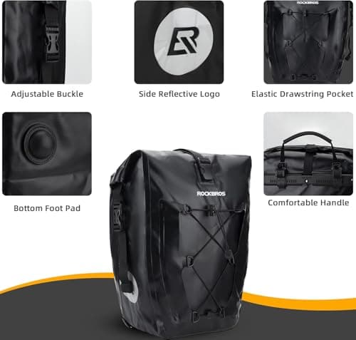 ROCKBROS Bike Pannier Bag 100% Waterproof, 25L-32L Rear Rack Bike Bag — view 4