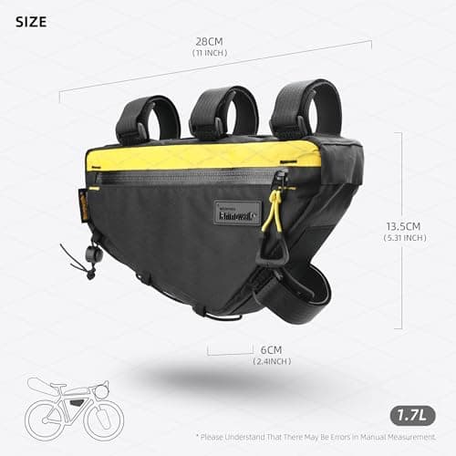 Rhinowalk Bike Frame Bag Waterproof Bike Triangle Bag 1.8L Bicycle Pouch Under Tube Professional Cycling Accessories(M)-Black — view 3