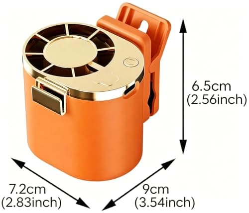 Portable Clip-On Fan Car Clip on Fan Rechargeable Hands-Free Cooling Fan, 360° Rotatable Mini Fan 3 Speeds USB‑C Fast Charge, Lightweight Wearable Fan for Neck, Waist, Office, Travel, Outdoor (Orange) — view 2