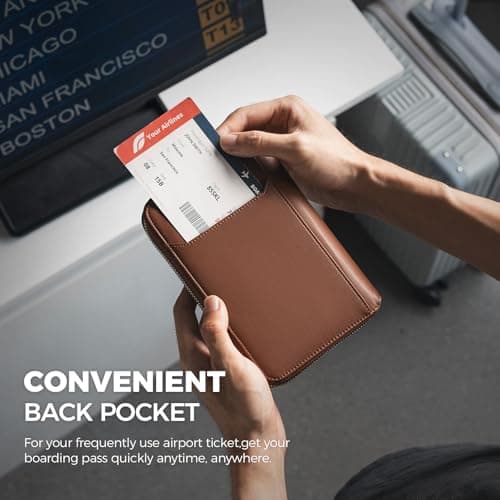 VULKIT Leather Family Passport Holder for 4-6 Passports, Premium Document Organizer Case Large Travel Wallet for Couples and Families, Holds Passports,Cards,Tickets,Cash,Pen,Sim Card (Espresso) — view 6