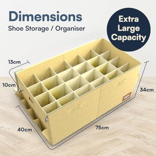 Tydi XXL Shoe Storage Box, 24 Compartments, Cream — view 2